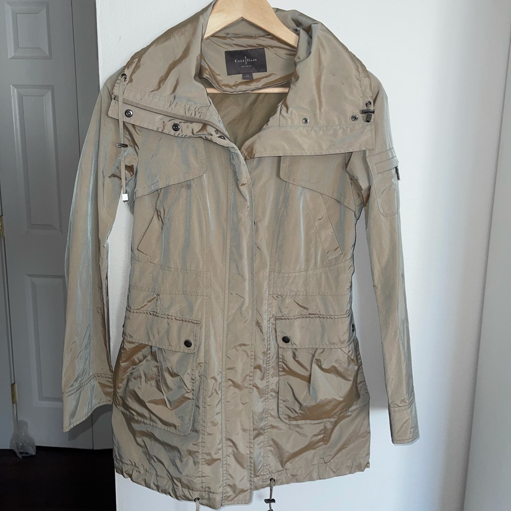 Cole Haan Iridescent Trench Coat, Cinched Waist, NWOT Women’s XS